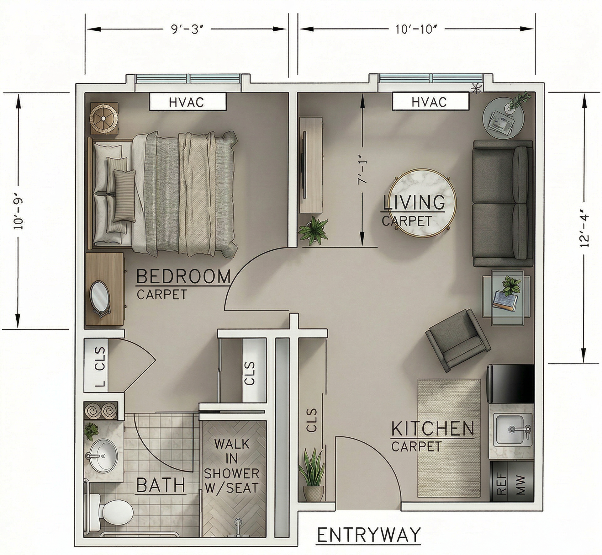 One Bedroom floor plan